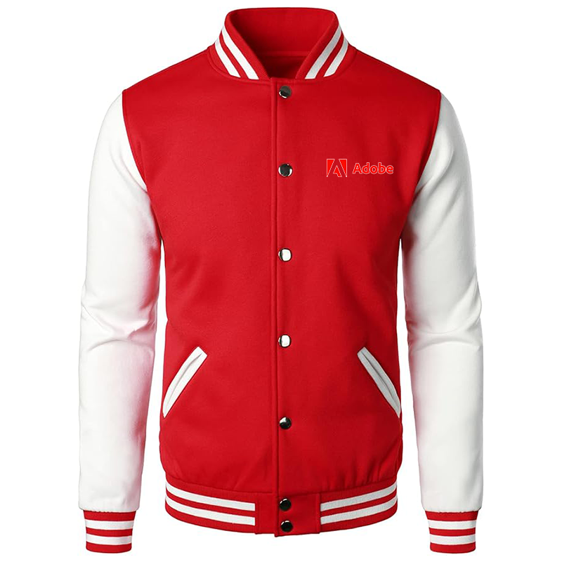 Men’s Adobe Corporate  Varsity Baseball Jacket Cotton Blend Letterman Jackets