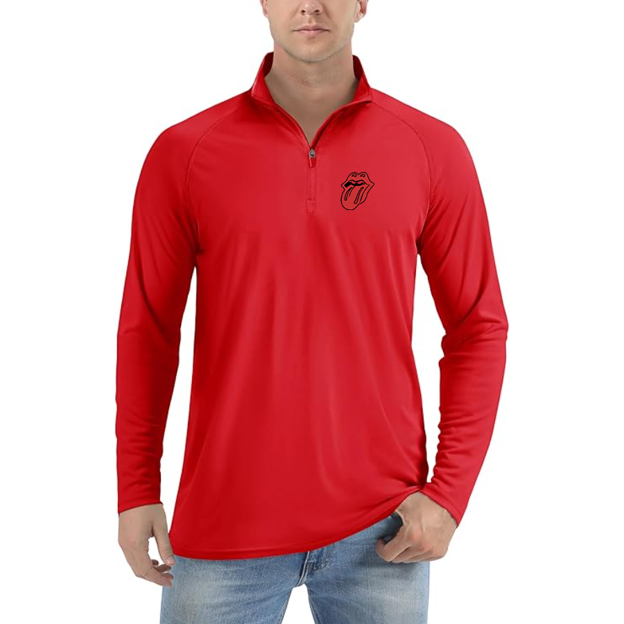 Men's Rolling Stones Lightweight Quarter-Zip Athletic Shirt Long Sleeve Performance Wear