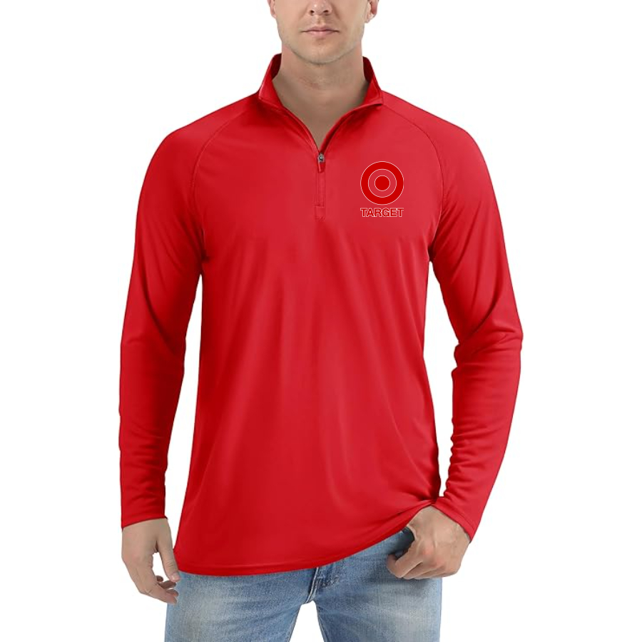 Men's Target Lightweight Quarter-Zip Athletic Shirt Long Sleeve Performance Wear