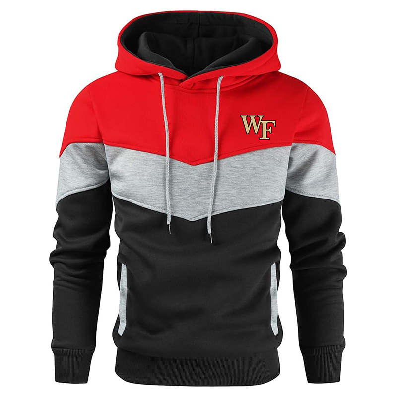 Men's Wake Forest Demon Deacons Gesean Novelty Color Block Pullover Fleece Hoodie Long Sleeve Casual Sweatshirt with Pocket