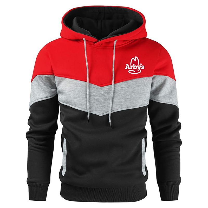 Men's Arbys Gesean Novelty Color Block Pullover Fleece Hoodie Long Sleeve Casual Sweatshirt with Pocket