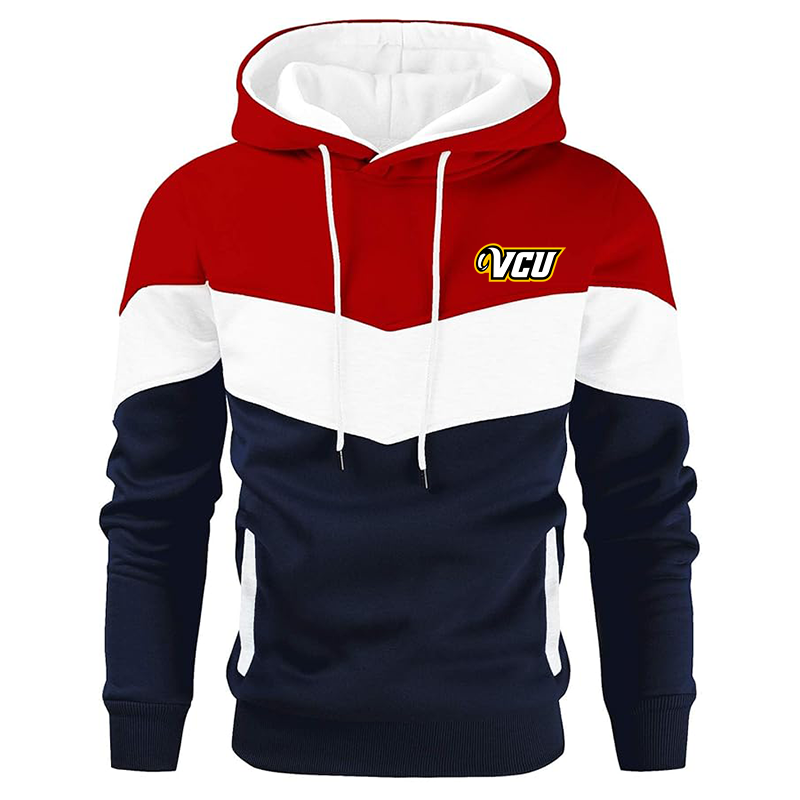 Men's Virginia Commonwealth Rams Gesean Novelty Color Block Pullover Fleece Hoodie Long Sleeve Casual Sweatshirt with Pocket