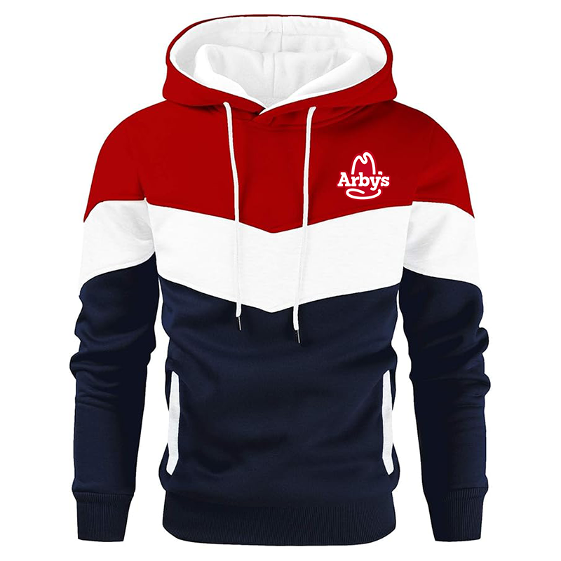 Men's Arbys Gesean Novelty Color Block Pullover Fleece Hoodie Long Sleeve Casual Sweatshirt with Pocket