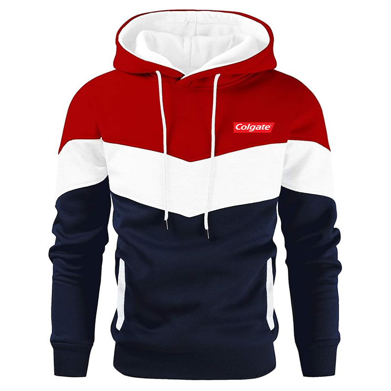 Men's Colgate Gesean Novelty Color Block Pullover Fleece Hoodie Long Sleeve Casual Sweatshirt with Pocket