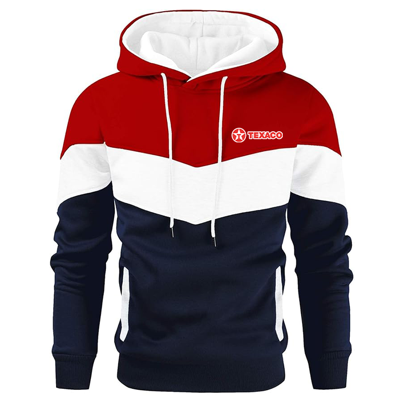 Men's Texaco  Gesean Novelty Color Block Pullover Fleece Hoodie Long Sleeve Casual Sweatshirt with Pocket