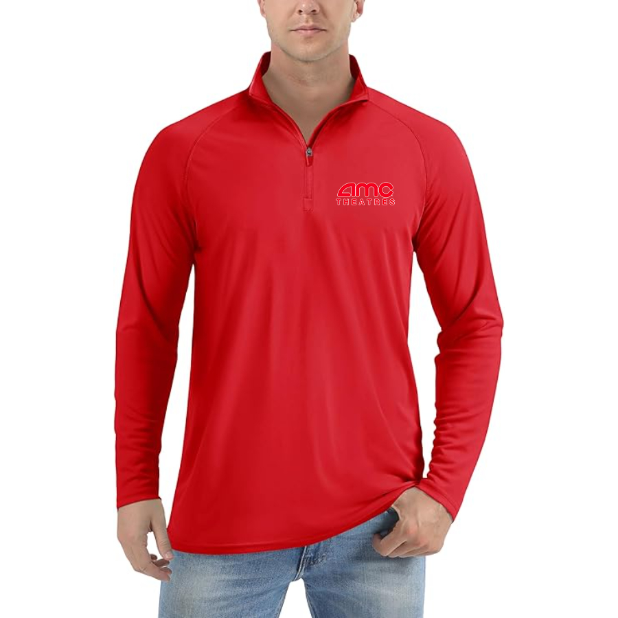 Men's Amc Theatres Lightweight Quarter-Zip Athletic Shirt Long Sleeve Performance Wear