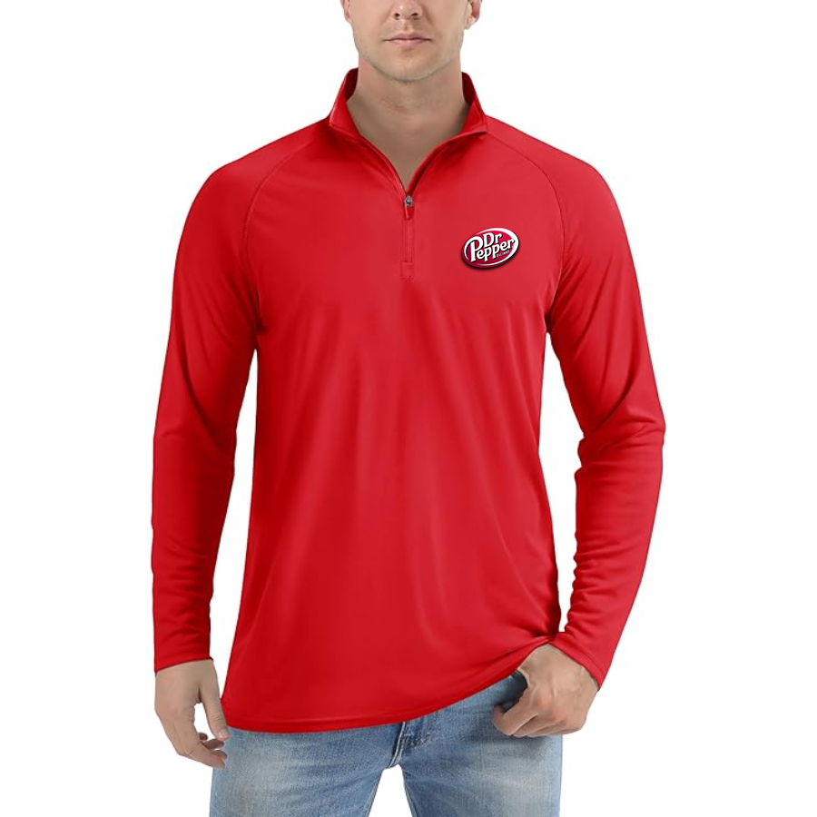 Men's Dr.Pepper  Lightweight Quarter-Zip Athletic Shirt Long Sleeve Performance Wear