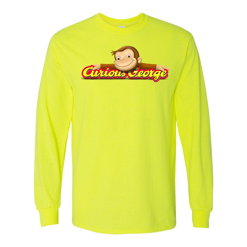 Men's Curious George Gildan Heavy Cotton Long Sleeve T-Shirt