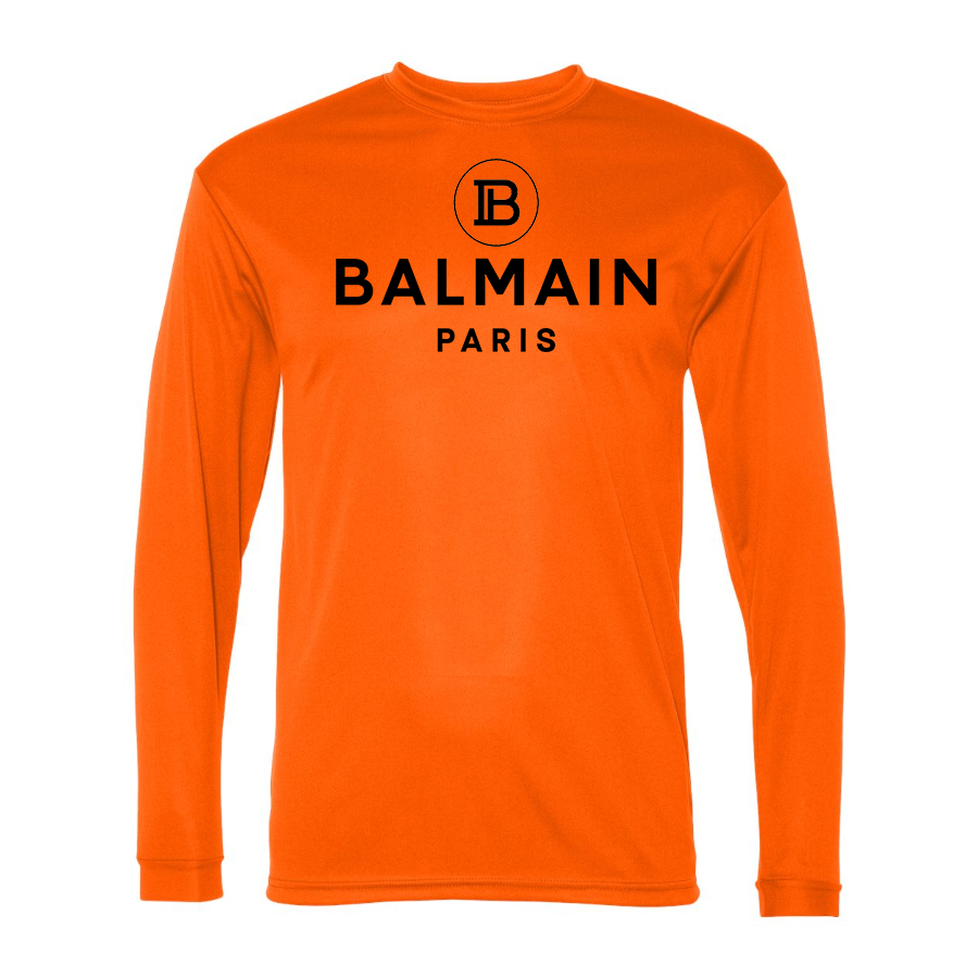 Men's Balmain Paris   Polyester Long Sleeve T-Shirt