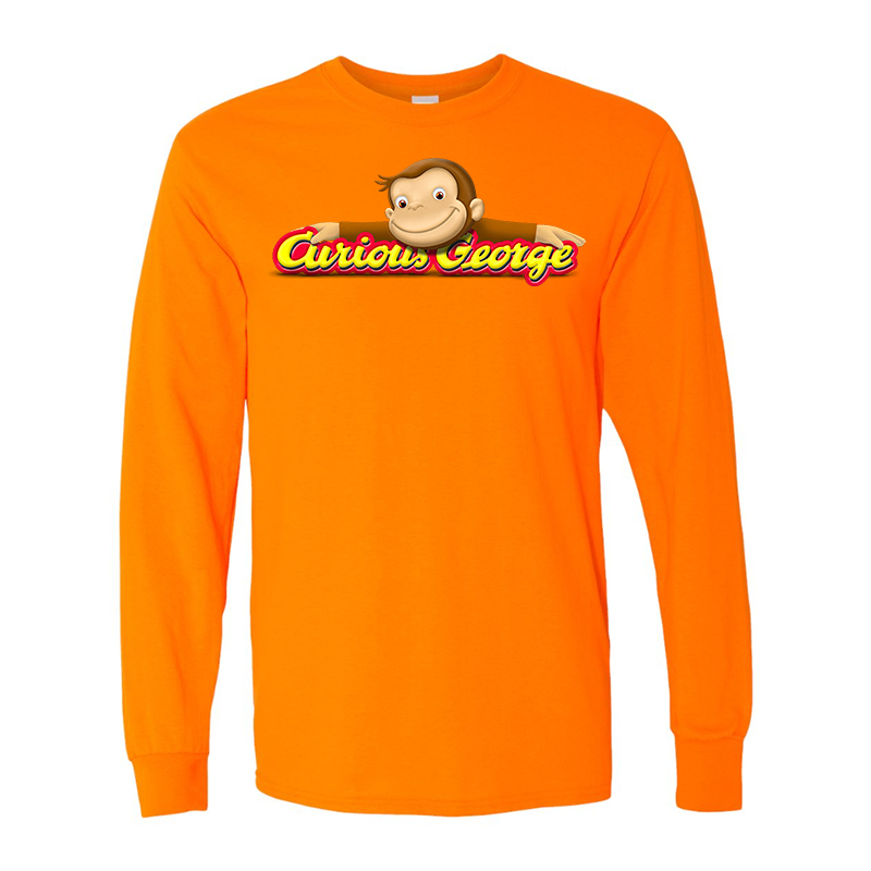 Men's Curious George Gildan Heavy Cotton Long Sleeve T-Shirt