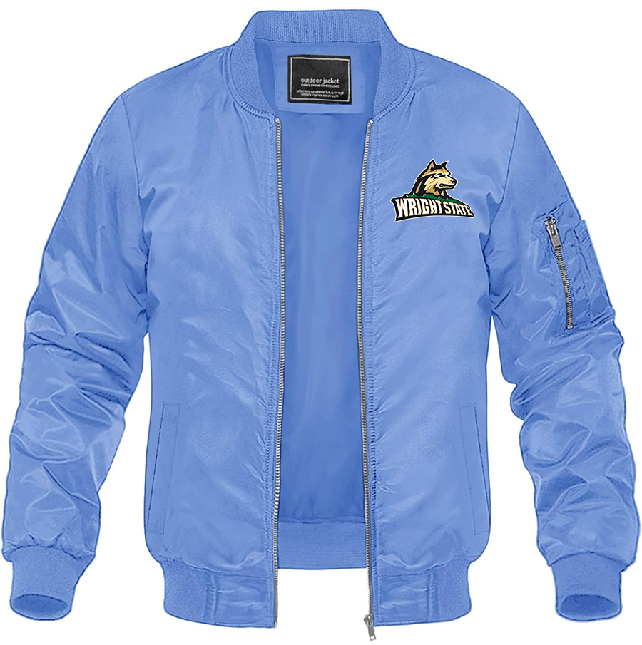 Men's Wright State Raiders Lightweight Bomber Jacket Windbreaker Softshell Varsity Jacket Coat