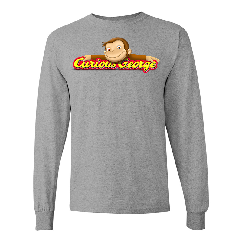 Men's Curious George Gildan Heavy Cotton Long Sleeve T-Shirt