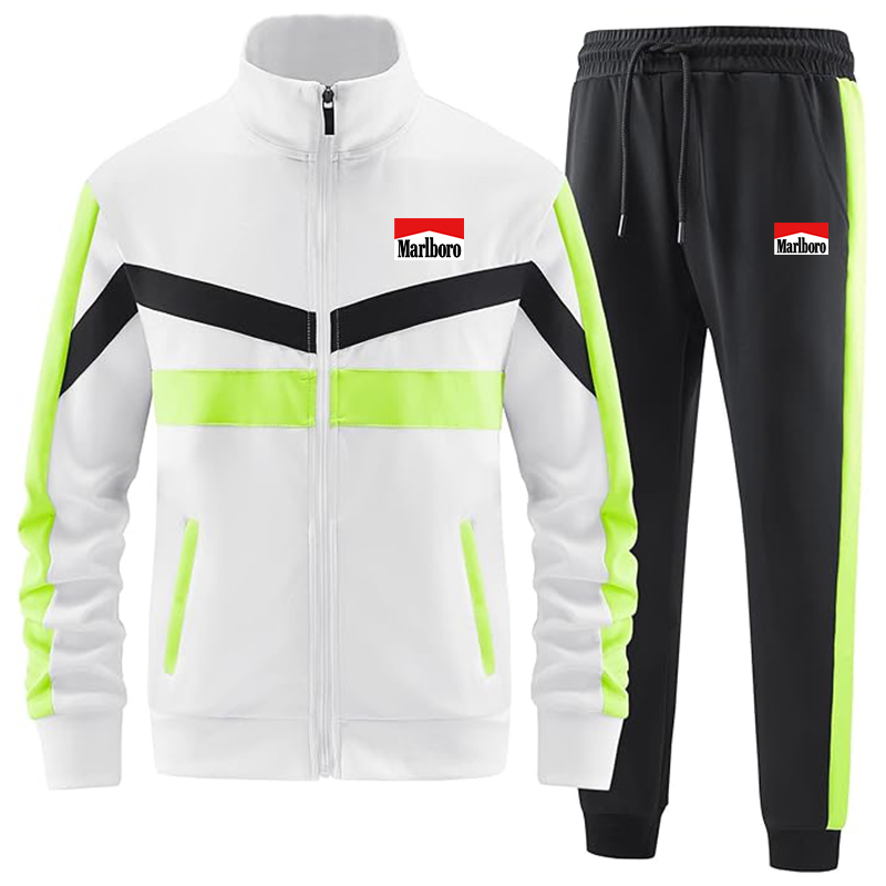 Men's Marlboro  ANOTWENER Casual 2 Piece Tracksuit Sets Long Sleeve Full Zip Jacket and Sweatpants Sport Outfits Sweatsuits