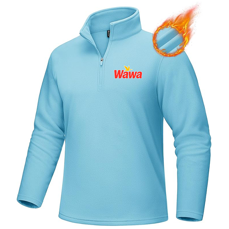 Men's Wawa Gas Station MAGCOMSEN  Quarter-Zip Pullover Polar Fleece Sweatshirt Stand Collar Long Sleeve Shirt for Men Thermal Winter Fall