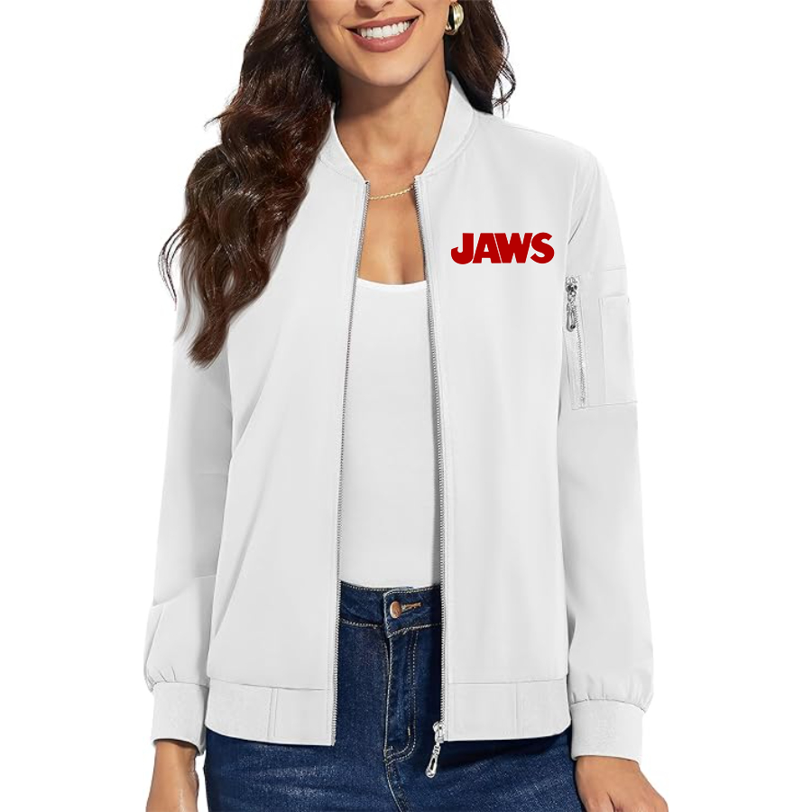 Women's Jaws Premium Bomber Jacket with Polished Detailing and Functional Sleeve Pocket Modern Luxury Outerwear