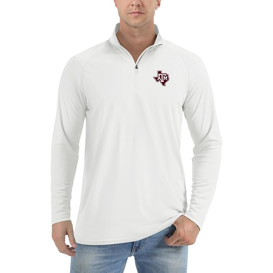 Men's Texas AM Aggies  Lightweight Quarter-Zip Athletic Shirt Long Sleeve Performance Wear