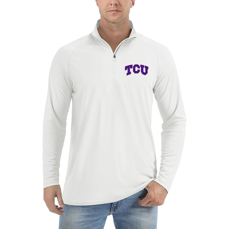 Men's TCU Horned Frogs Lightweight Quarter-Zip Athletic Shirt Long Sleeve Performance Wear