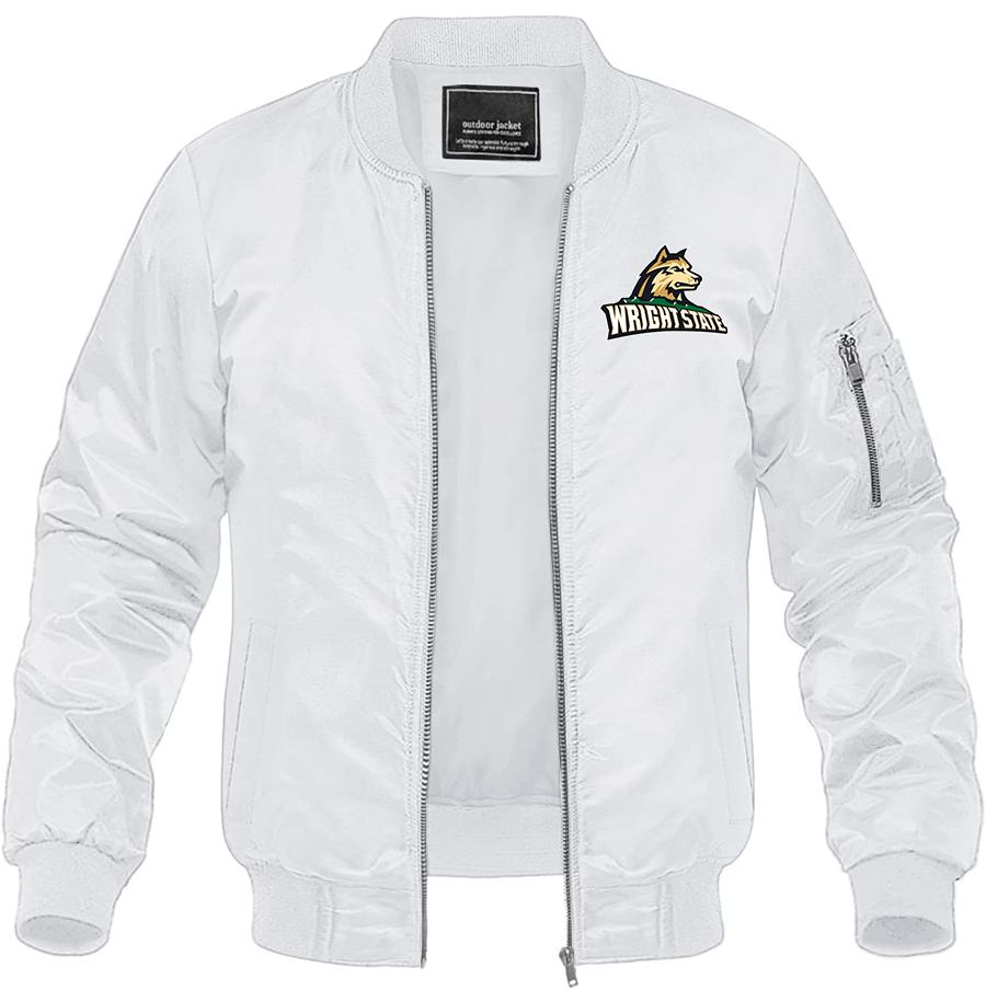 Men's Wright State Raiders Lightweight Bomber Jacket Windbreaker Softshell Varsity Jacket Coat