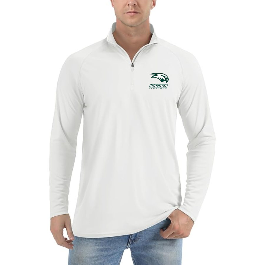 Men's Wagner Seahawks Lightweight Quarter-Zip Athletic Shirt Long Sleeve Performance Wear