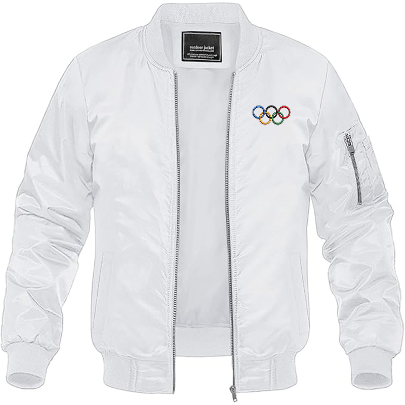 MAGNIVIT Men's Olympics Rings Embroidered Lightweight Bomber Jacket Windbreaker Casual Fall Spring Outdoor Coat