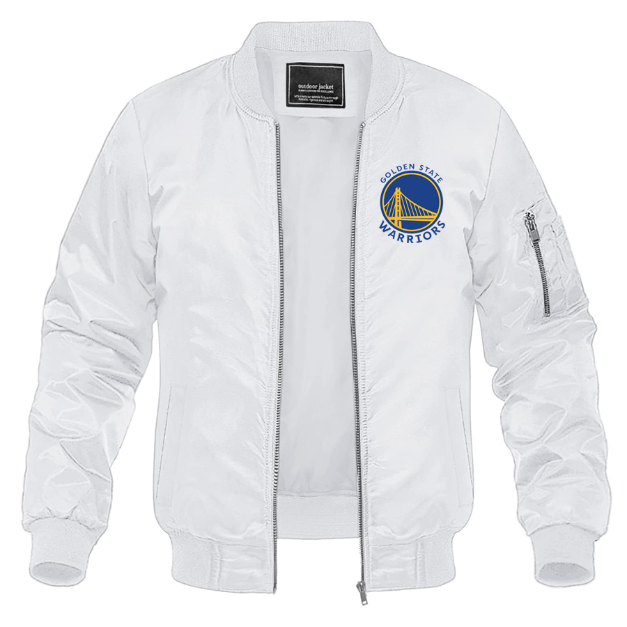 Men's Golden State Warriors Lightweight Bomber Jacket Windbreaker Softshell Varsity Jacket Coat