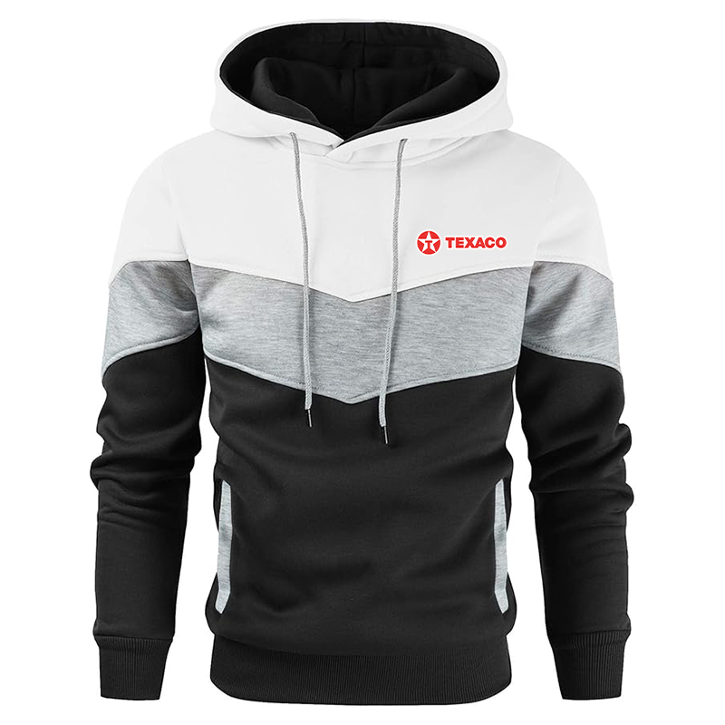 Men's Texaco  Gesean Novelty Color Block Pullover Fleece Hoodie Long Sleeve Casual Sweatshirt with Pocket