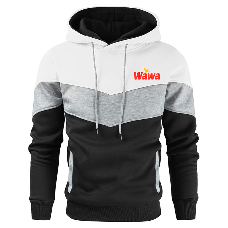 Men's Wawa Gas Station Gesean Novelty Color Block Pullover Fleece Hoodie Long Sleeve Casual Sweatshirt with Pocket