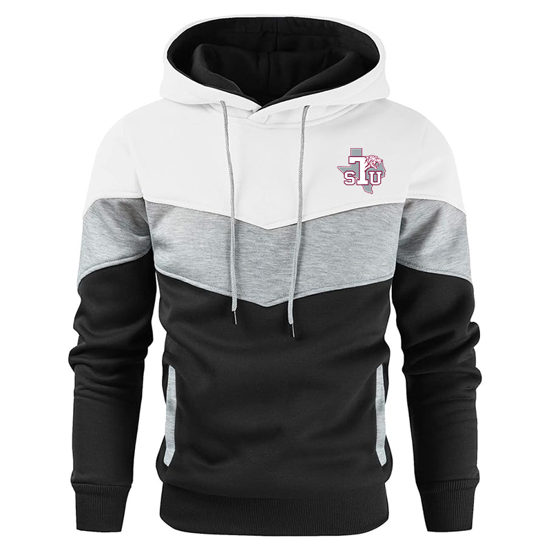 Men's Texas Southern Tigers Gesean Novelty Color Block Pullover Fleece Hoodie Long Sleeve Casual Sweatshirt with Pocket