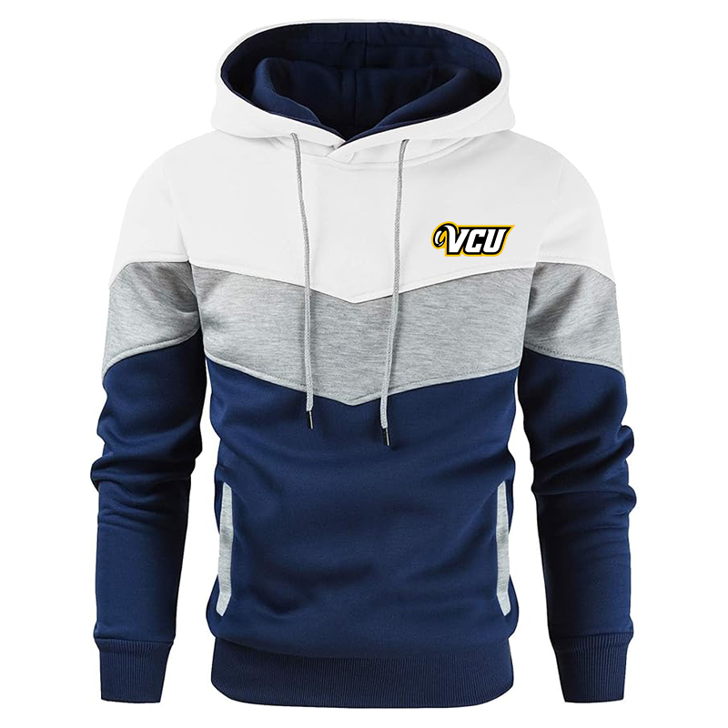 Men's Virginia Commonwealth Rams Gesean Novelty Color Block Pullover Fleece Hoodie Long Sleeve Casual Sweatshirt with Pocket