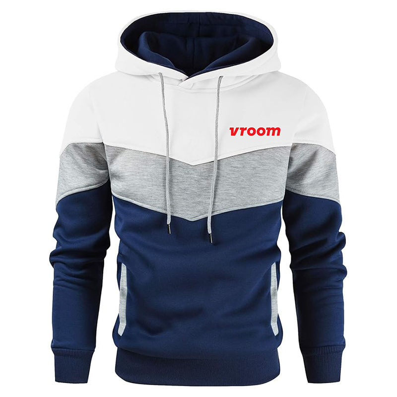 Men's Vroom Gesean Novelty Color Block Pullover Fleece Hoodie Long Sleeve Casual Sweatshirt with Pocket