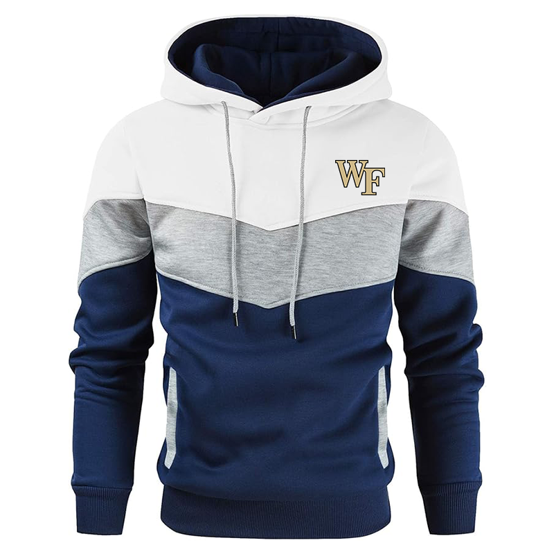 Men's Wake Forest Demon Deacons Gesean Novelty Color Block Pullover Fleece Hoodie Long Sleeve Casual Sweatshirt with Pocket