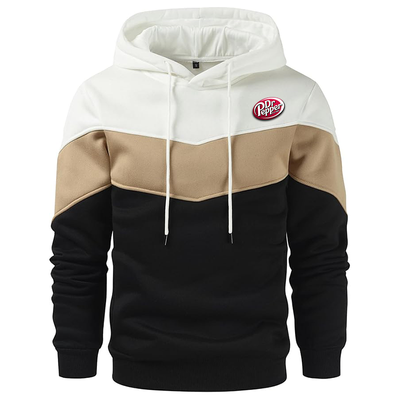 Men's Dr.Pepper Gesean Novelty Color Block Pullover Fleece Hoodie Long Sleeve Casual Sweatshirt with Pocket