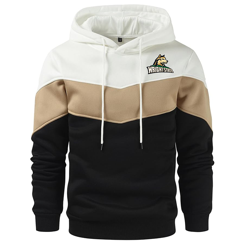 Men'sWright State Raiders Gesean Novelty Color Block Pullover Fleece Hoodie Long Sleeve Casual Sweatshirt with Pocket