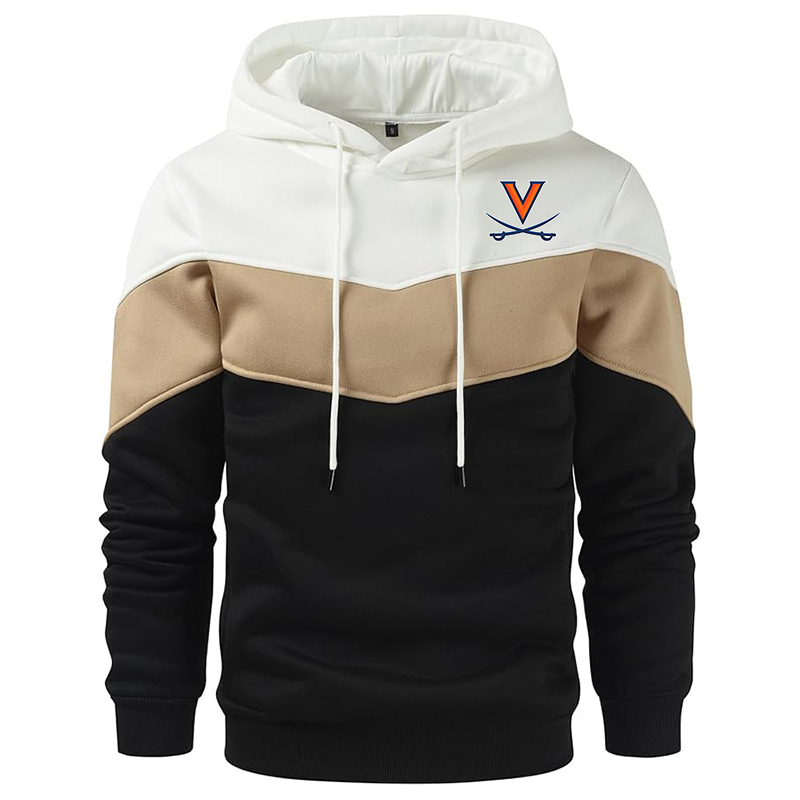 Men's Virginia Cavaliers Gesean Novelty Color Block Pullover Fleece Hoodie Long Sleeve Casual Sweatshirt with Pocket