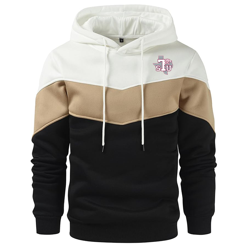 Men's Texas Southern Tigers Gesean Novelty Color Block Pullover Fleece Hoodie Long Sleeve Casual Sweatshirt with Pocket