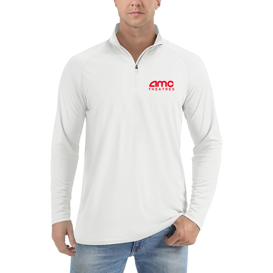 Men's Amc Theatres Lightweight Quarter-Zip Athletic Shirt Long Sleeve Performance Wear