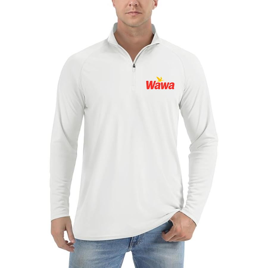 Men's Wawa Gas Station Lightweight Quarter-Zip Athletic Shirt Long Sleeve Performance Wear