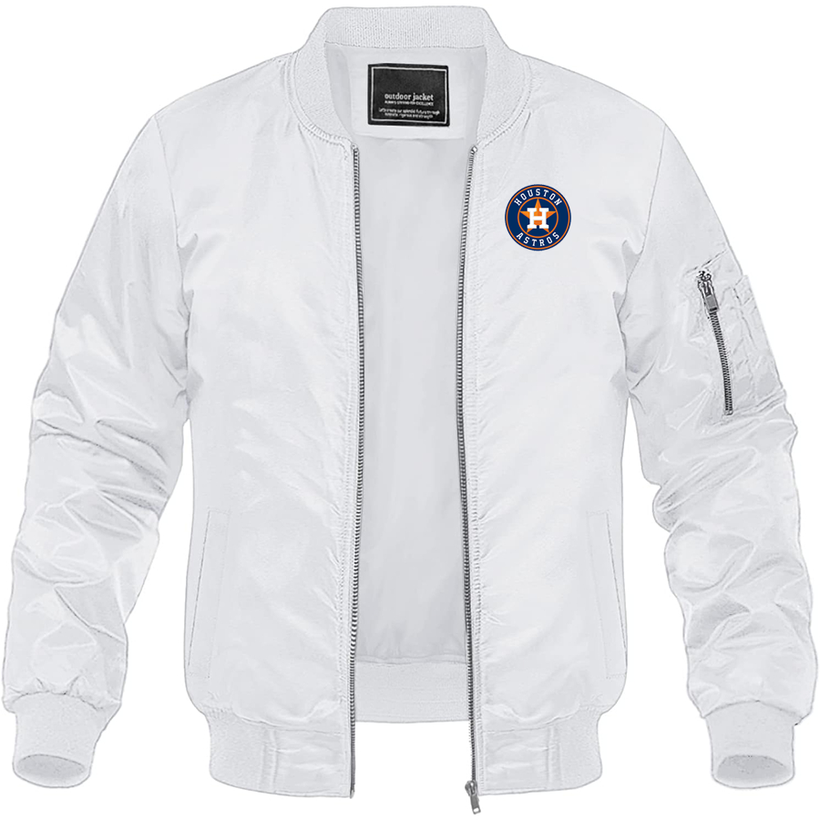 Men's Houston Astros Lightweight Bomber Jacket Windbreaker Softshell Varsity Jacket Coat