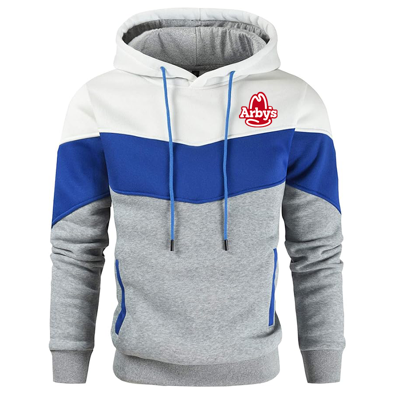 Men's Arbys Gesean Novelty Color Block Pullover Fleece Hoodie Long Sleeve Casual Sweatshirt with Pocket