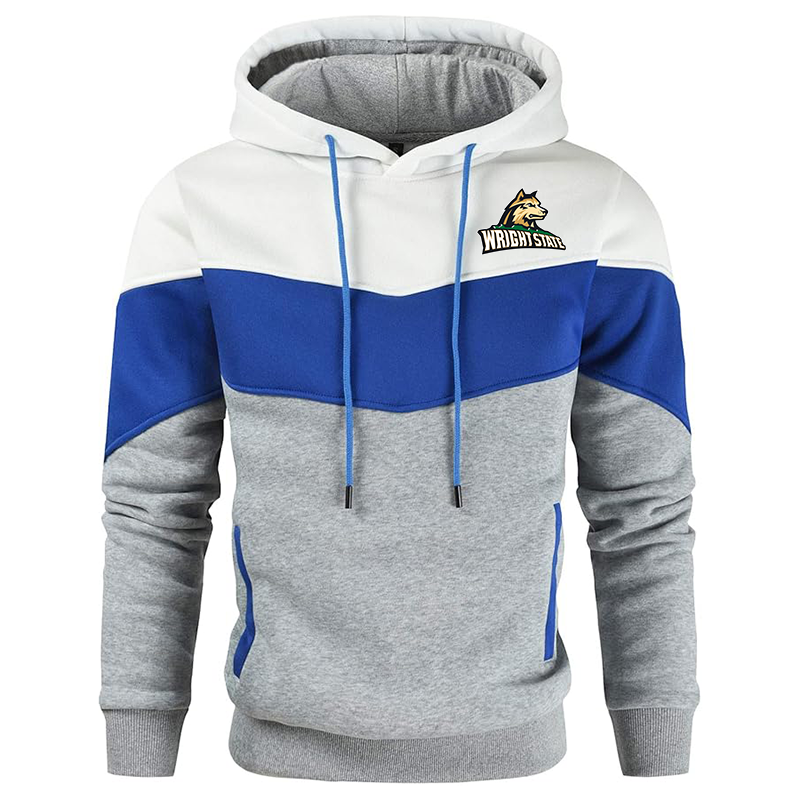 Men'sWright State Raiders Gesean Novelty Color Block Pullover Fleece Hoodie Long Sleeve Casual Sweatshirt with Pocket