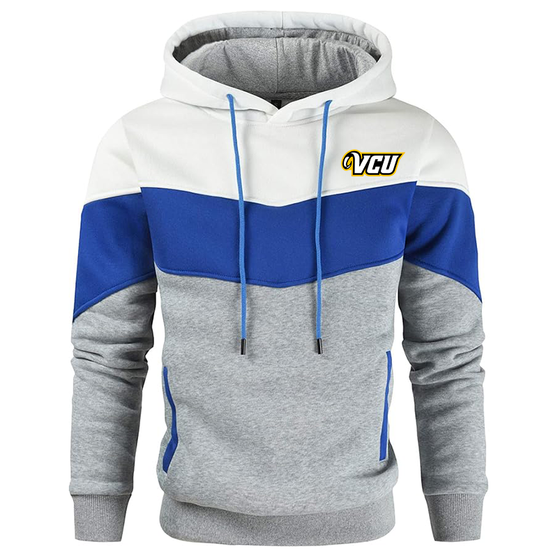 Men's Virginia Commonwealth Rams Gesean Novelty Color Block Pullover Fleece Hoodie Long Sleeve Casual Sweatshirt with Pocket