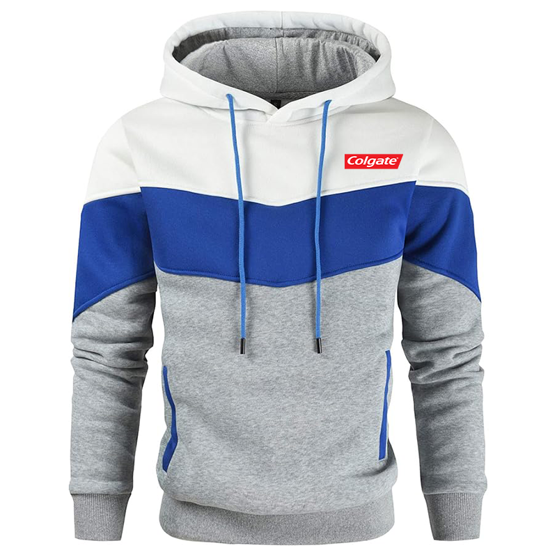 Men's Colgate Gesean Novelty Color Block Pullover Fleece Hoodie Long Sleeve Casual Sweatshirt with Pocket