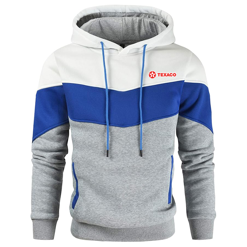 Men's Texaco  Gesean Novelty Color Block Pullover Fleece Hoodie Long Sleeve Casual Sweatshirt with Pocket