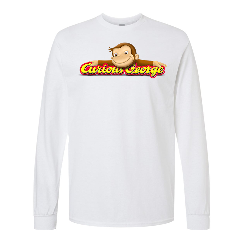 Men's Curious George Gildan Heavy Cotton Long Sleeve T-Shirt