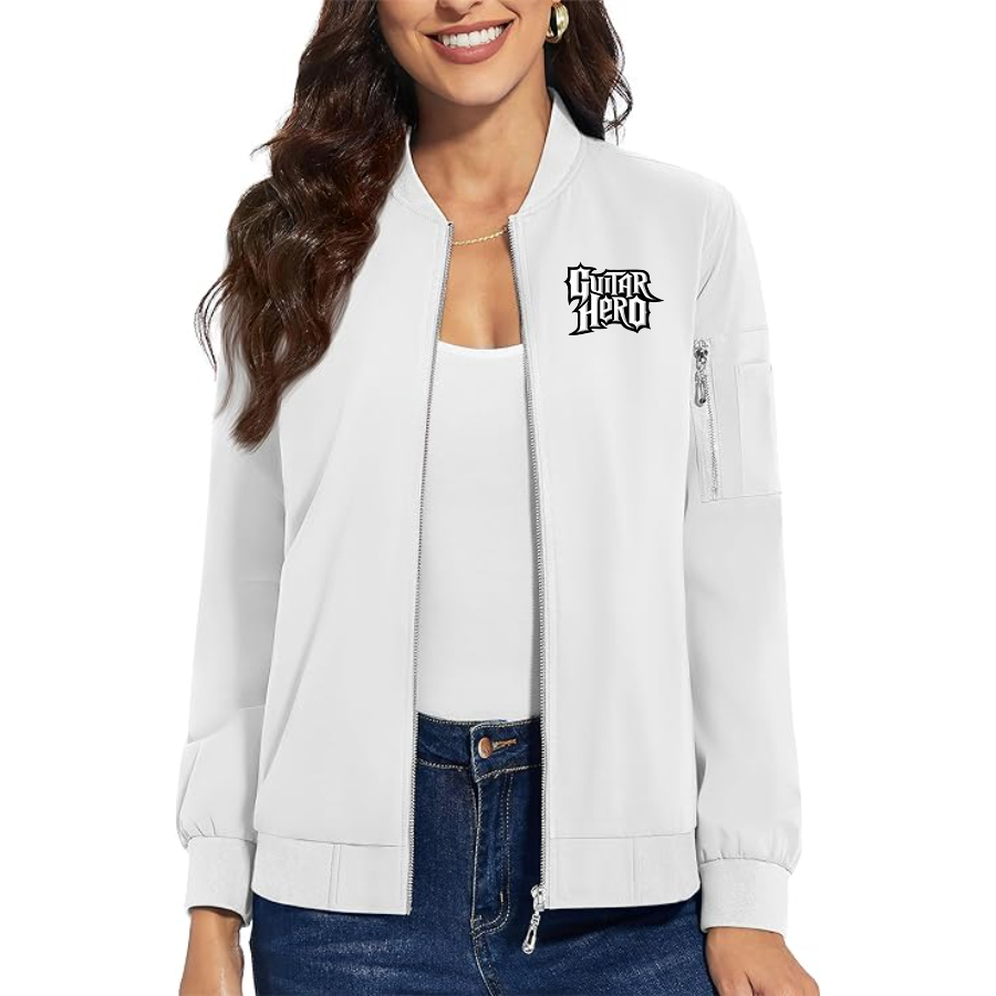 Women's Guitar hero Premium Bomber Jacket with Polished Detailing and Functional Sleeve Pocket Modern Luxury Outerwear