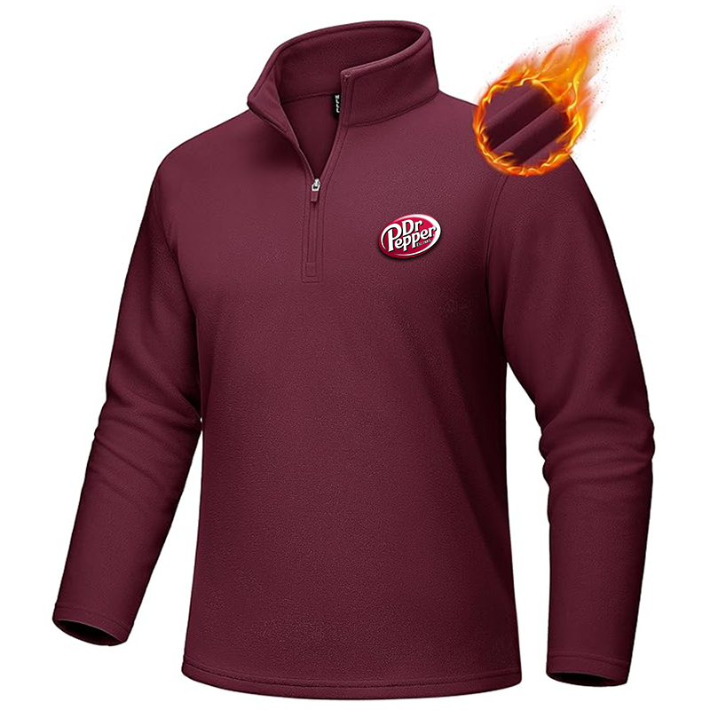 Men's  Dr.Pepper MAGCOMSEN  Quarter-Zip Pullover Polar Fleece Sweatshirt Stand Collar Long Sleeve Shirt for Men Thermal Winter Fall