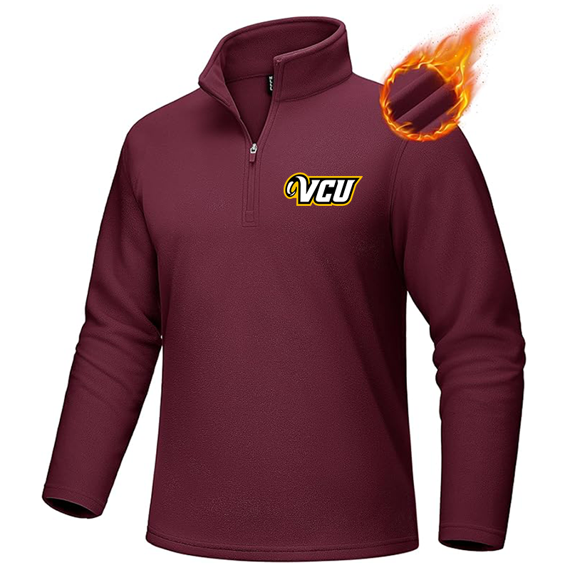 Men's Virginia Commonwealth Rams MAGCOMSEN  Quarter-Zip Pullover Polar Fleece Sweatshirt Stand Collar Long Sleeve Shirt for Men Thermal Winter Fall