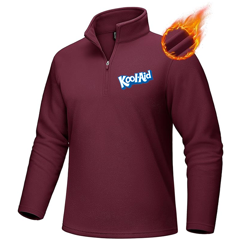 Men's Kool-Aid MAGCOMSEN  Quarter-Zip Pullover Polar Fleece Sweatshirt Stand Collar Long Sleeve Shirt for Men Thermal Winter Fall