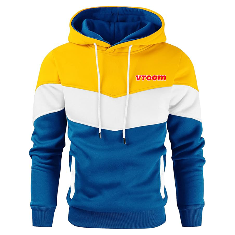 Men's Vroom Gesean Novelty Color Block Pullover Fleece Hoodie Long Sleeve Casual Sweatshirt with Pocket