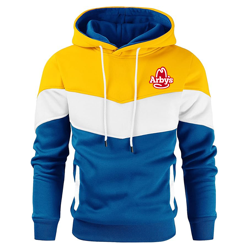 Men's Arbys Gesean Novelty Color Block Pullover Fleece Hoodie Long Sleeve Casual Sweatshirt with Pocket